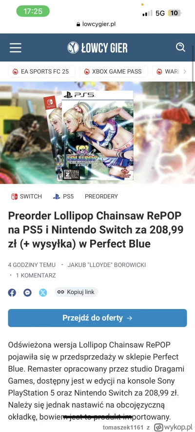 tomaszek1161 - @czmaja: perfect Blue przyszło z pomocą. I to jest dobra cenka! Ponad ...