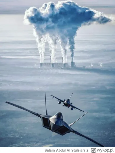 Salam-Abdul-Al-Stulejari - An American F-22 and a Polish F-16 over the Thermal Power ...