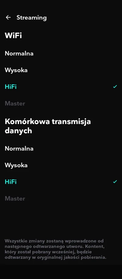 Poludnik20 - W Tidalu odhaczcie sobie „hifi” przy dostępie przez intenet z komórki. P...