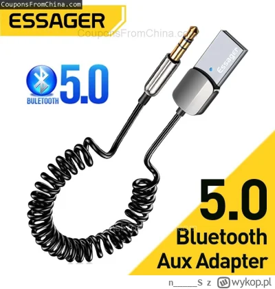 n____S - Essager Wireless Bluetooth 5.0 Receiver Adapter 3.5mm
Cena: $4.01 (dotąd naj...
