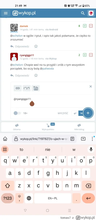 tomas7 - #nowywykop #wykop 

Czy możecie ukryć przycisk + podczas odpowiadania komuś?...