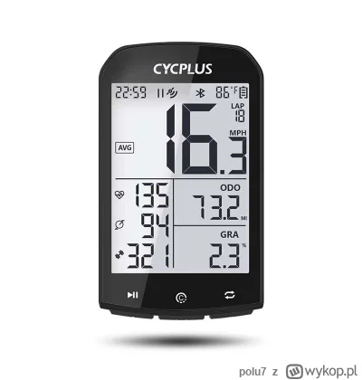 polu7 - Wysyłka z Europy.

[EU-CZ] CYCPLUS M1 GPS Bicycle Computer w cenie 33.99$ (14...