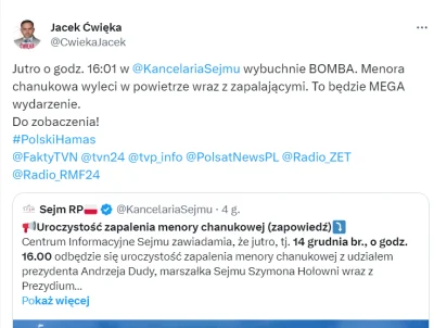 jankes83 - Kandydat konfederacji napisał na Twitterze że jutro w Sejmie wybuchnie bom...