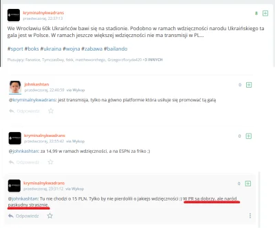 lubiepickakao - PASKUDNY naród ukraiński nie załatwił nam darmowej transmisji gali bo...