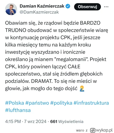 waro - Jak ktoś chce wykorzystywać temat CPK do walenia w rząd, to tego się już nie d...