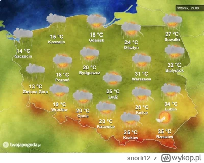 snorli12 - Pogoda jaka jest kazdy widzi na zachodzie leje na wschodzie grzeje #pogoda