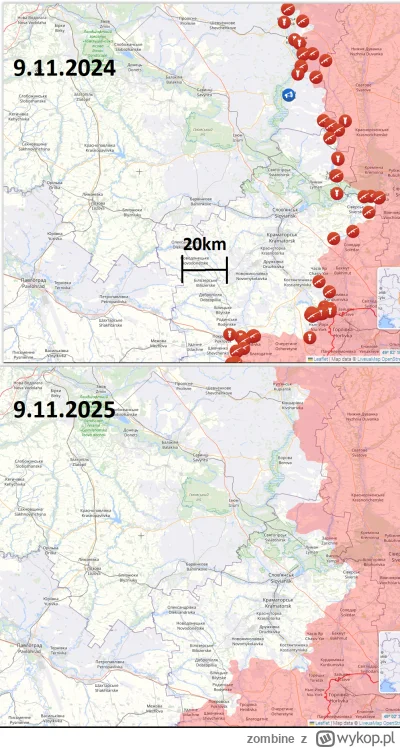 zombine - Roczne zmiany terytorialne na głównym teatrze działań wojennych w Ukrainie....