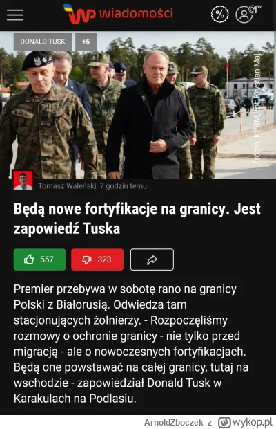 ArnoldZboczek - Donald Tusk zapowiada budowę nowoczesnych fortyfikacji na granicy z #...