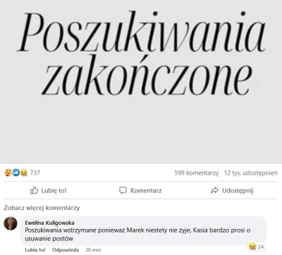 BMcM_2 - Niestety poszukiwany nie żyje - informuję na wypadek gdyby pojawiły się pyta...