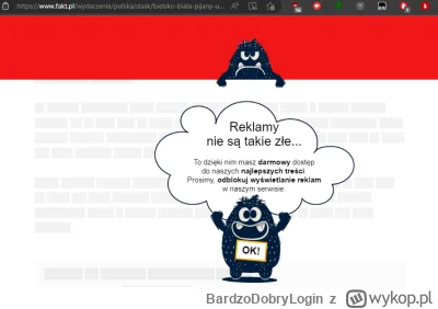 BardzoDobryLogin - Niby proszą cię o wyłączenie blokowania reklam, ale tak naprawdę t...