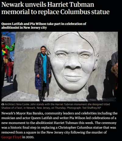 bastek66 - W Newark zastępują posąg Kolumba ryjem Harriet Tubman #usa #bekazlewactwa ...