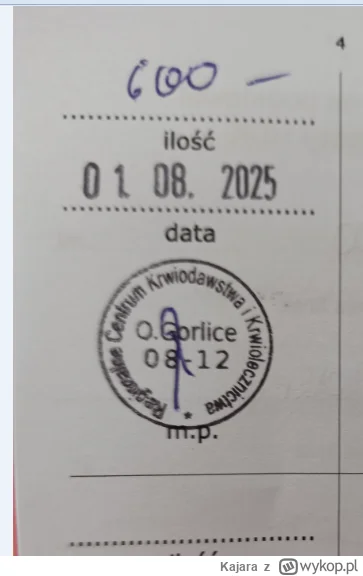 Kajara - 99 490 - 200 = 99 290
Data donacji - 01.08.2025
Rodzaj donacji - osocze
Miej...