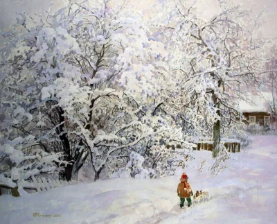 Corvus_Frugilagus - Oleg Aleksandrowicz Borozdin -  Jabłonie w śniegu

#corvusfrugila...