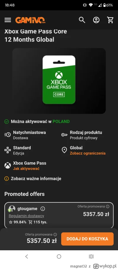 magnat32 - Kogos delikatnie ponioslo (⌐ ͡■ ͜ʖ ͡■)
Eneba 12 m cora ma za 400 pln , a n...