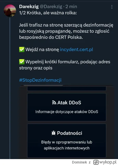 Dominek - Ważny wpis na mirko użytkownika @OwyBEB na temat strony do zgłaszania dezin...
