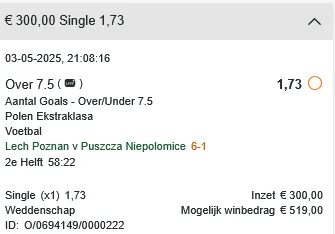 inkill - dzisiaj Raków już dał wygrać, teraz czas na pana Lecha. Over 7.5 grany:D
#me...