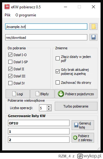 RZM_4 - [0.5] Update programiku do pobierania Ksiąg wieczystych z ekw.gov.pl

Dodałem...