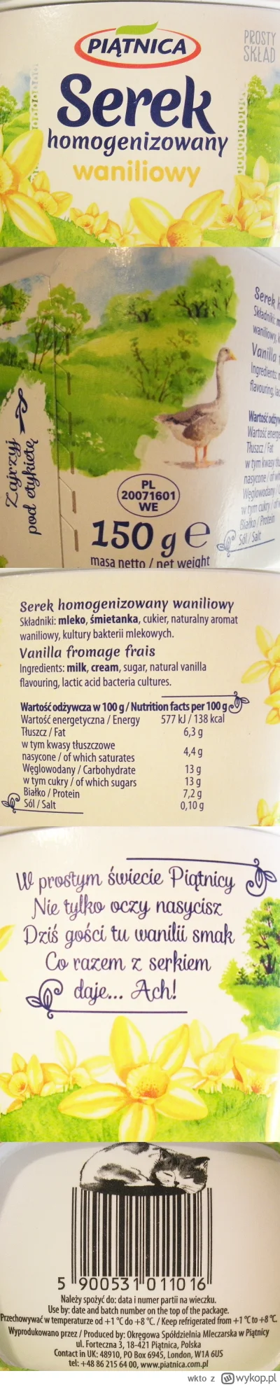 wkto - #listaproduktow
#serek homogenizowany waniliowy Piątnica
aktualny skład oraz p...