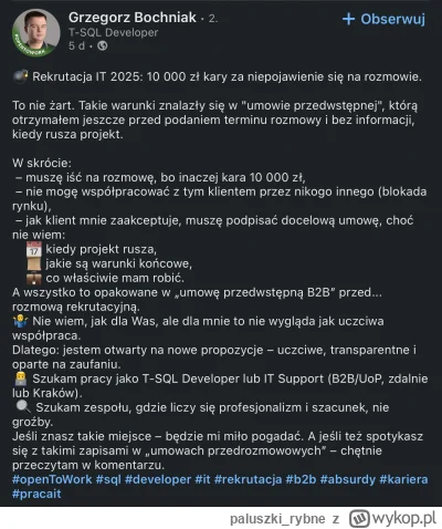 paluszki_rybne - #it #programista15k #pracbaza #linkedin 

No i jak tam Mireczku ryne...