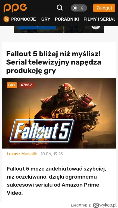 LordMrok - #fallout #skyrim 
A więc fallout 5 nie elder scrolls 6, ile to już lat min...