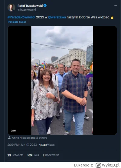 Lukardio - https://twitter.com/trzaskowski_/status/1670040911810637825

#paradarownos...