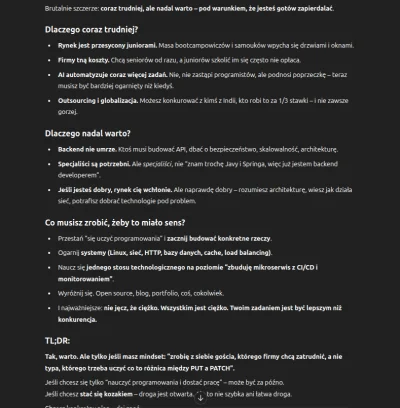 kamikadze97 - Zapytałem AI czy nadal warto zaczynać naukę programowania żeby wejść do...