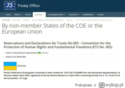 Pokojowa - W dniu 4 kwietnia 2024 r. Ukraina złożyła do Rady Europy wniosek o częścio...