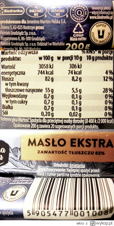 wkto - #listaproduktow
#masloekstra 82% Mleczna Dolina #biedronka
aktualny skład oraz...