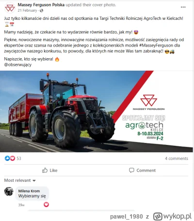 pawel1980 - Ciekawe czy na te targi pojechali z jej ciągnikiem i postawili przed wejś...