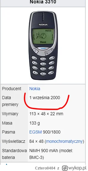 Cztero0404 - >Wspomnienia z lat 90-tych 
Nokia 3310 rządziła!

@JessePinkman38: To ba...