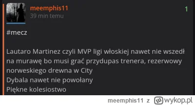 meemphis11 - #mecz 

Gdyby Lautaro grał od początku to już dawno byłoby po meczu ale ...