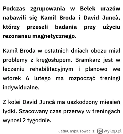 JadeCiWplusowac - #wislakrakow Raport medyczny. Jak zwykle przerwę zawodnika w grze m...