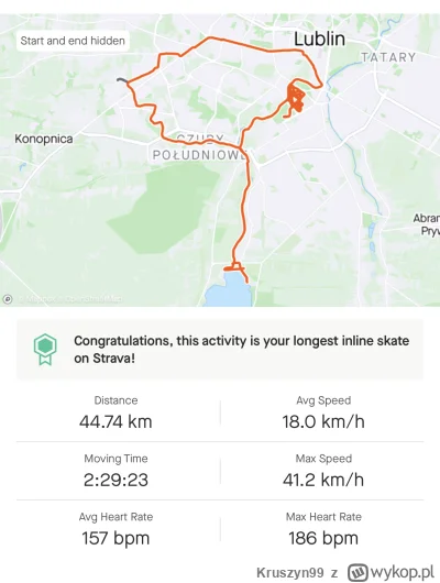 Kruszyn99 - Ahh ale mi się dobrze jeździło dziś #rolki #sport #strava #lublin