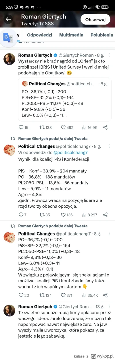 kulass - Co za przypadek Romuś wczoraj lamentował nad "przekupionymi" sondażowniami i...