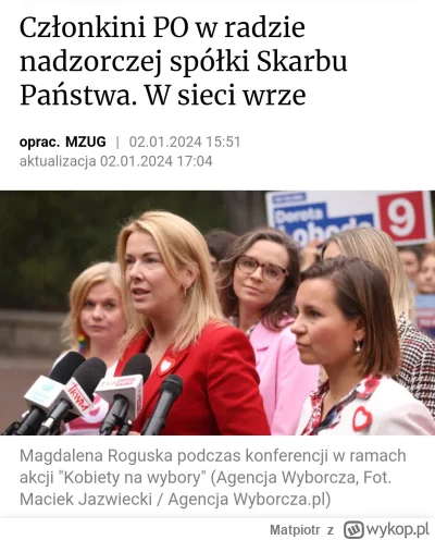 Matpiotr - Tusek miał odpolitycznić spółki skarbu państwa, a tymczasem Magdalena Rogu...
