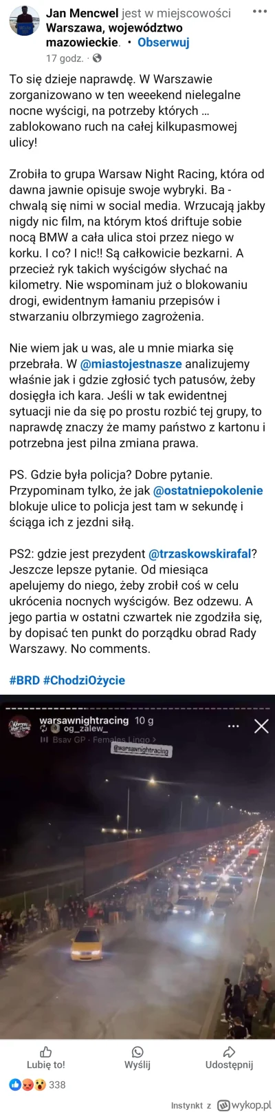 Instynkt - Wiecie że w stolicy można sobie ot tak zamknąć kilkupasmową arterię, nagra...