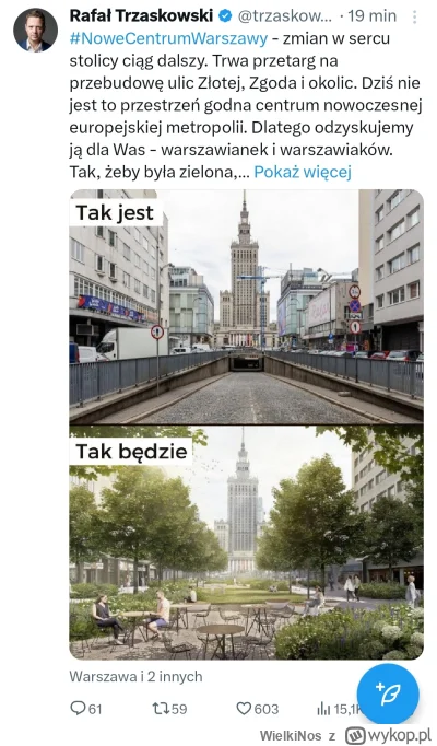 WielkiNos - Trzaskowski mami ludzi wizją zielonej Warszawy przyjaznej człowiekowi, a ...