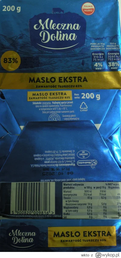 wkto - #listaproduktow
#masloekstra 83% Mleczna Dolina #biedronka
aktualny skład #pol...
