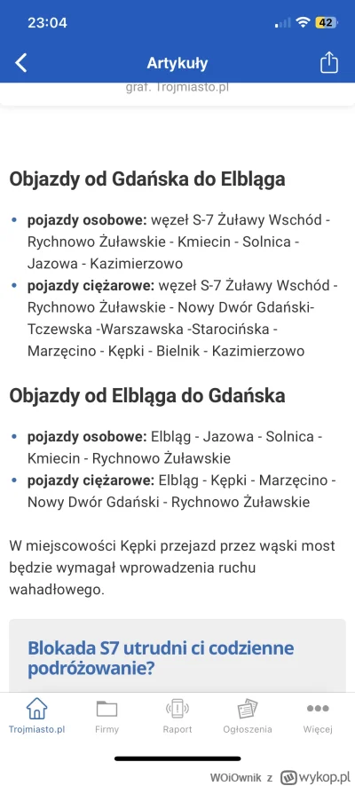 WOiOwnik - @Wolrad przecież policja kieruje na objazdy na s7 xd już nie #!$%@? kocopo...