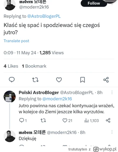 trututuyten - @WesolyLudwiczek: tak, dzisiaj też może być szansą zobaczyć zorze.
Źród...