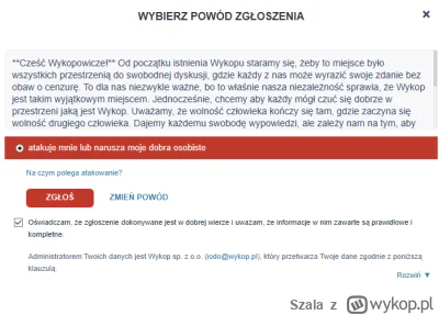 Szala - Zgłosiłem wpis bo narusza moje prawo do wolności wypowiedzi. Mam nadzieje, że...