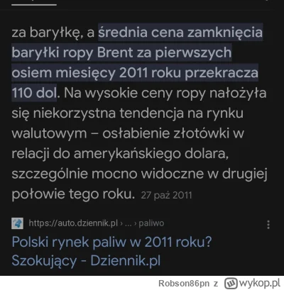 Robson86pn - W 2011 roku cena ON przekroczyła 5 zł za 1litr. Teraz baryłka za 90$ a m...