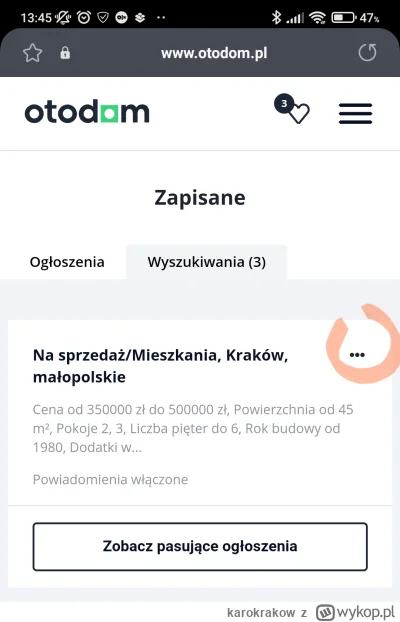 karokrakow - @stuparevic: Nie mam już apki Otodom, ale przez stronę robi się to tak