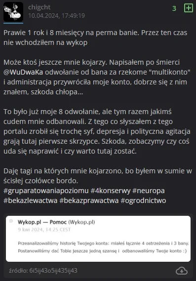 HrabiaTruposz - Ciekawy przykład tego jak @Moderacja leci w kulki i pobłaża recydywis...