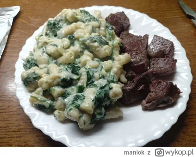 maniok - @maniok makaron w sosie szpinakowym świetnie pasuje jako dodatek