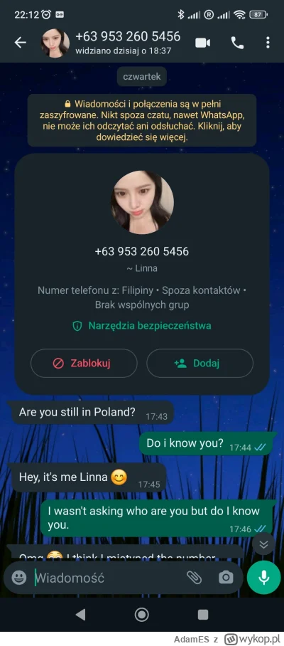 AdamES - #scam #whatsapp #niebezpiecznik 

Mirki macie jakiś pomysł jako jest mechani...