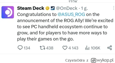 CzystaOdra - Valve oficjalnie pogratulowało Asusowi wydania handhelda, będącego konku...