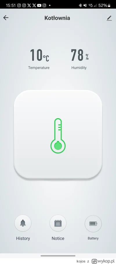 kojos - Cześć. Czy jest opcja aby czujnik #xiaomi pokazywał temperaturę z jednym miej...