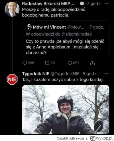 CipakKrulRzycia - #sikorski #polityka #elonmusk
Elon i tak miał szczęście, że Radek z...