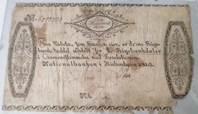 IbraKa - No i kolejny XIX-wieczny banknot w kolekcji (ʘ‿ʘ) Tym razem duński 1 rigsban...